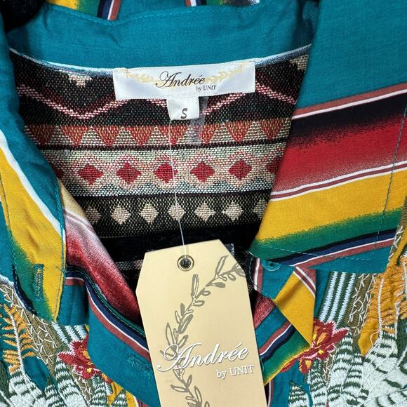 Andree by Unit Maxi Shirt Dress Womens Small Embroidered Southwest Western Rodeo - Picture 8 of 10